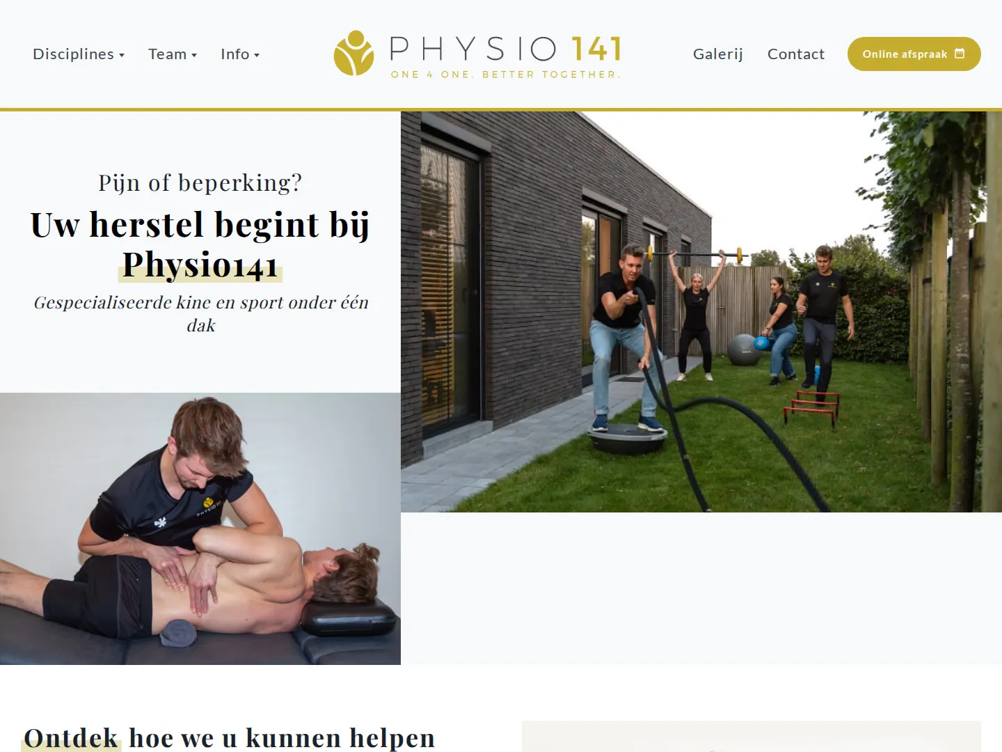 Screenshot van de website van Physio141
