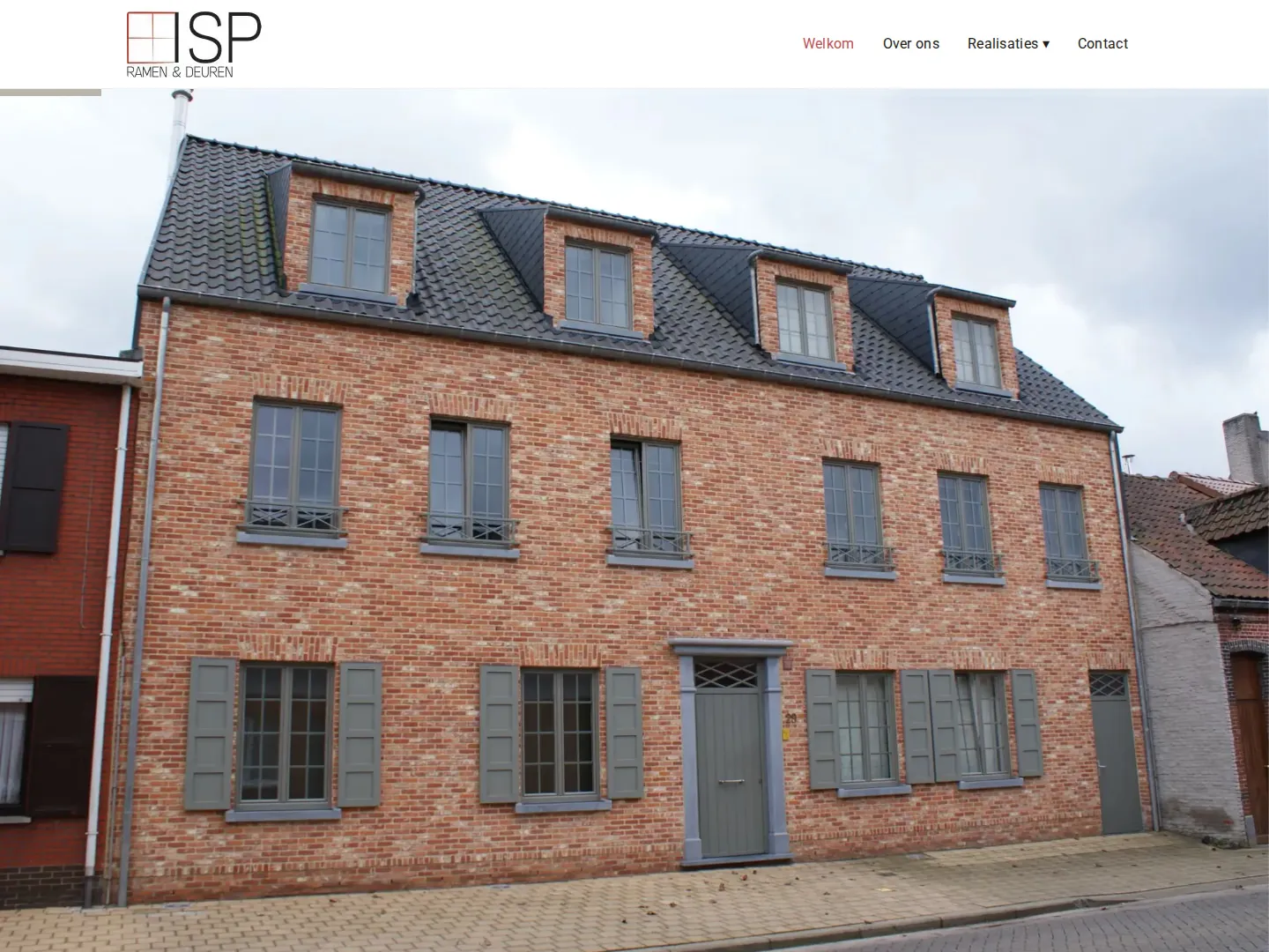 Screenshot van de website van ISP Ramen en Deuren