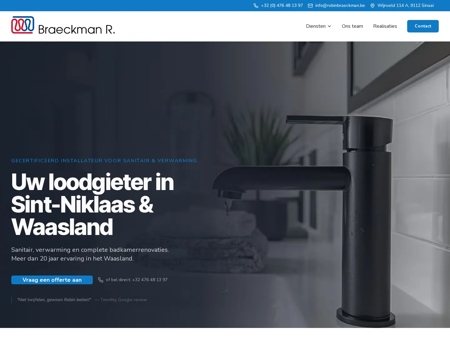 Screenshot van de website van Robin Braeckman